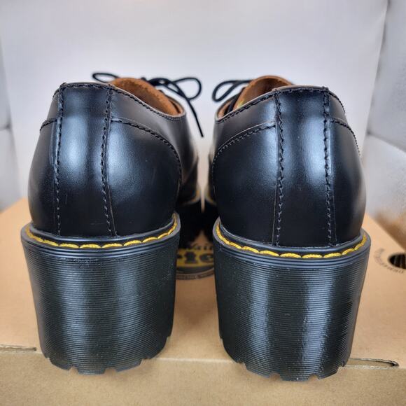 Dr Martens Leona Lo Platform Oxford Shoes Womens Sz 11 Black Vtg Smooth Leather - Picture 8 of 9